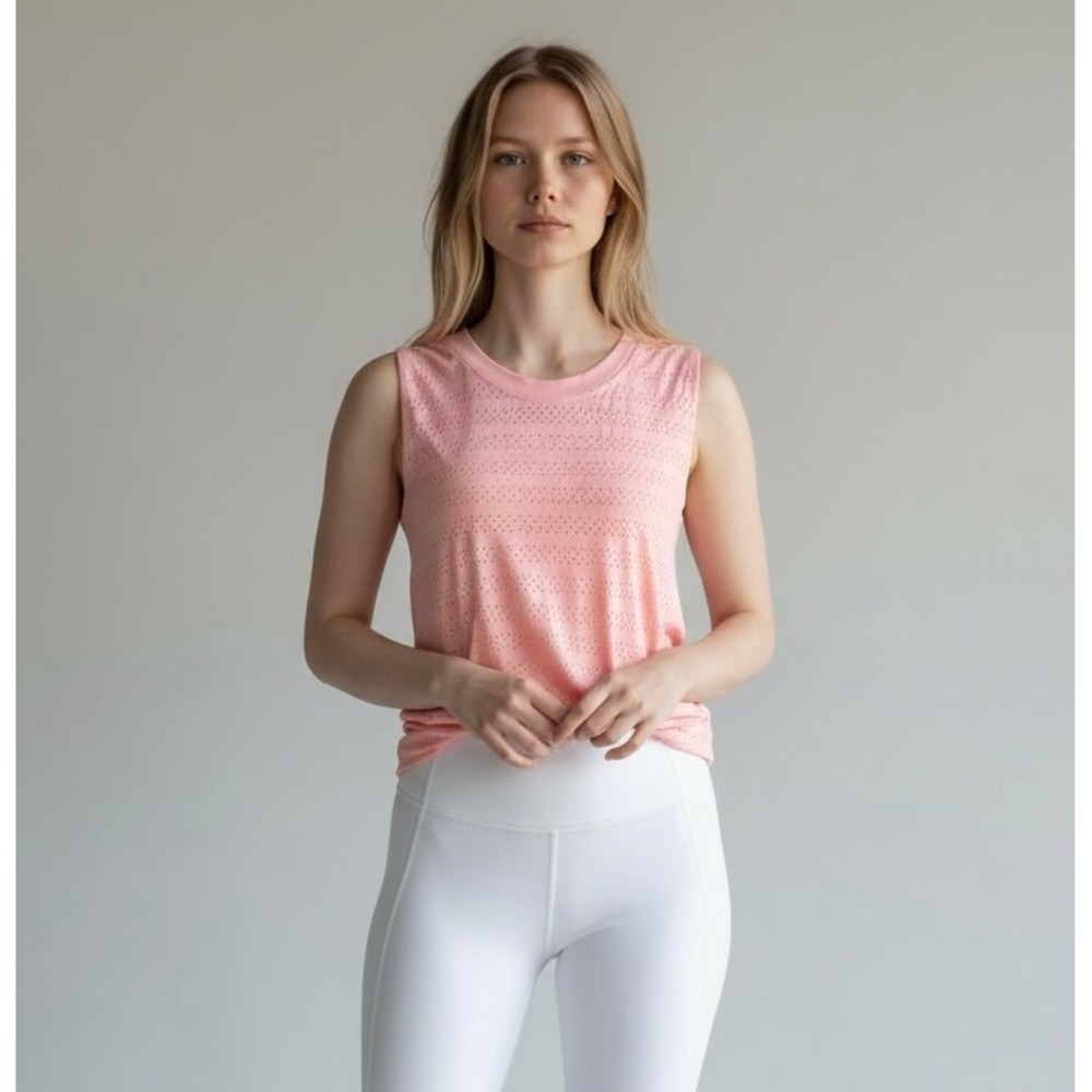 Zyia Active Pink Medium Perforated Muscle Tank Top Activewear Gym Athleisure